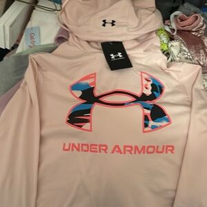 Under Armour Light Pink Hoodie with Camouflage Logo